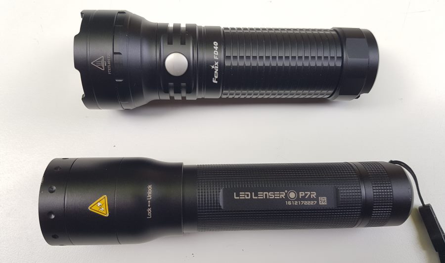 Fokussierbare LED Taschenlampen Fenix F40 und LED Lenser P7R