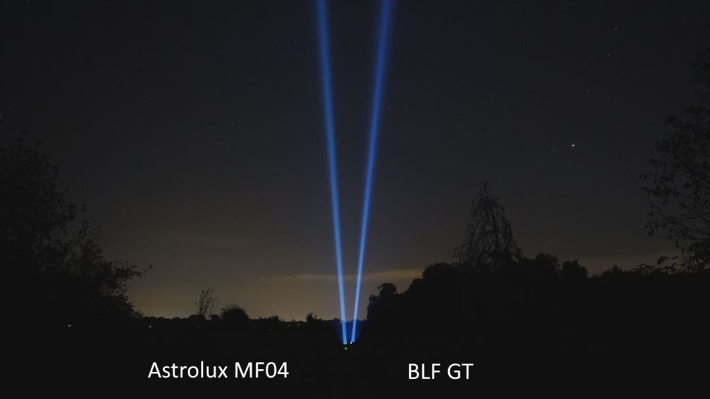 BLF GT und Astrolux MF04 leuchten in den Nachthimmel